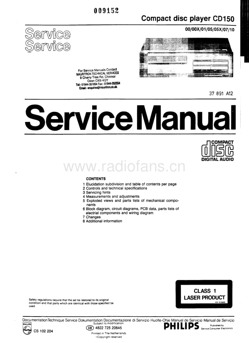 Philips-CD-150-Service-Manual电路原理图.pdf_第1页
