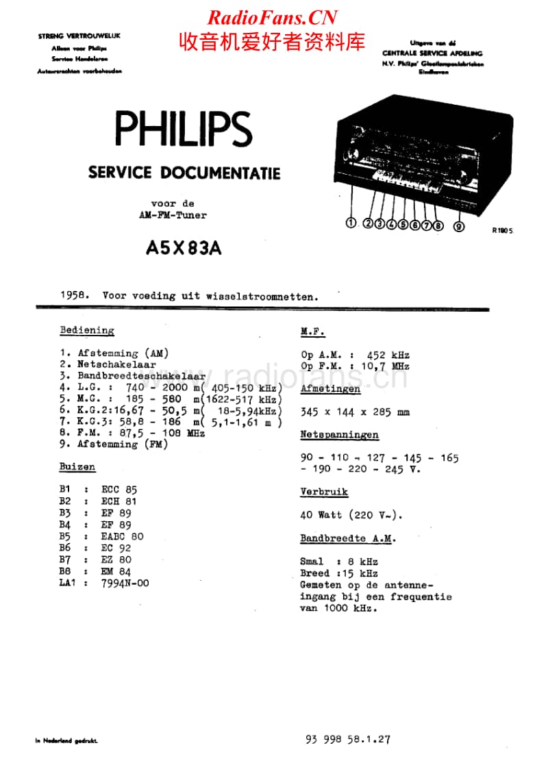 Philips-A-5-X-83-A-Service-Manual电路原理图.pdf_第1页