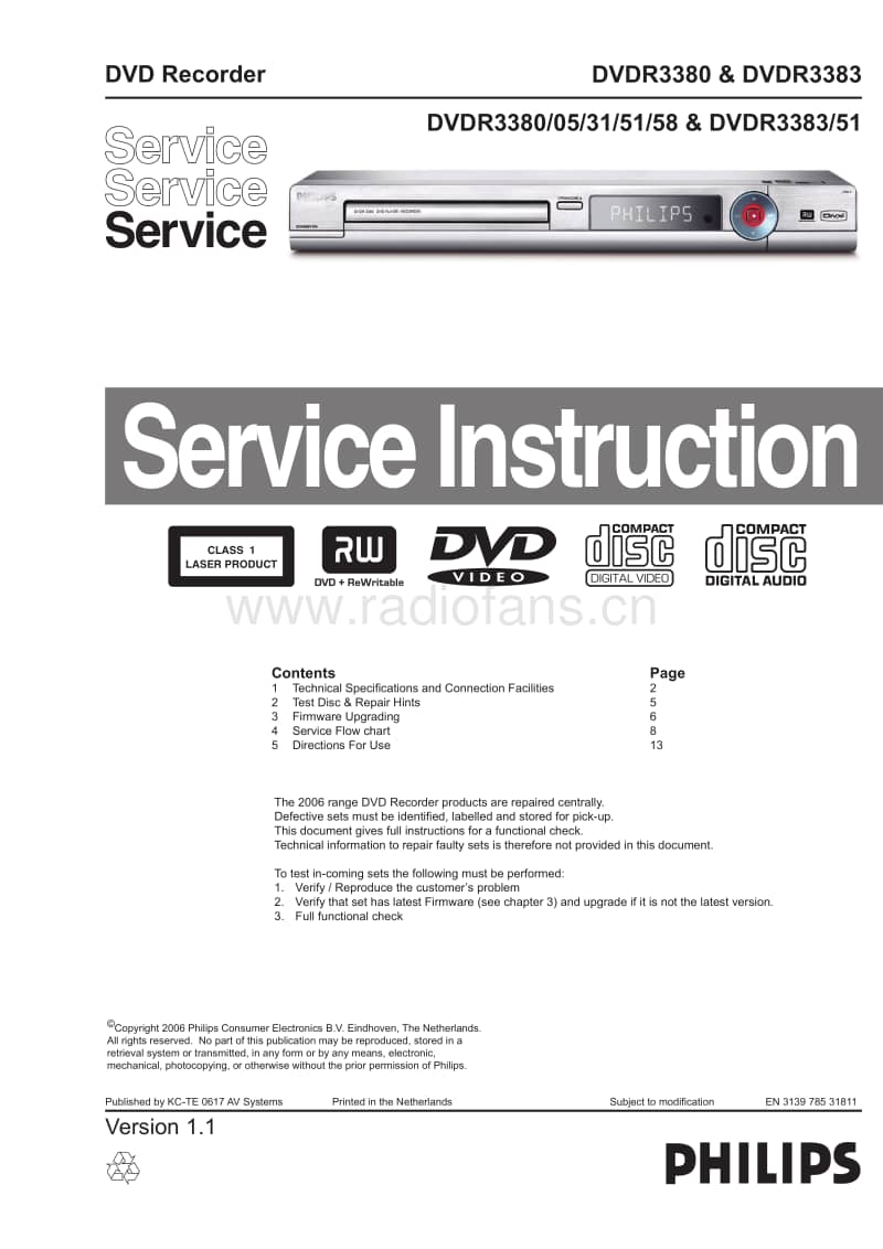 Philips-DVDR-3380-Service-Manual电路原理图.pdf_第1页