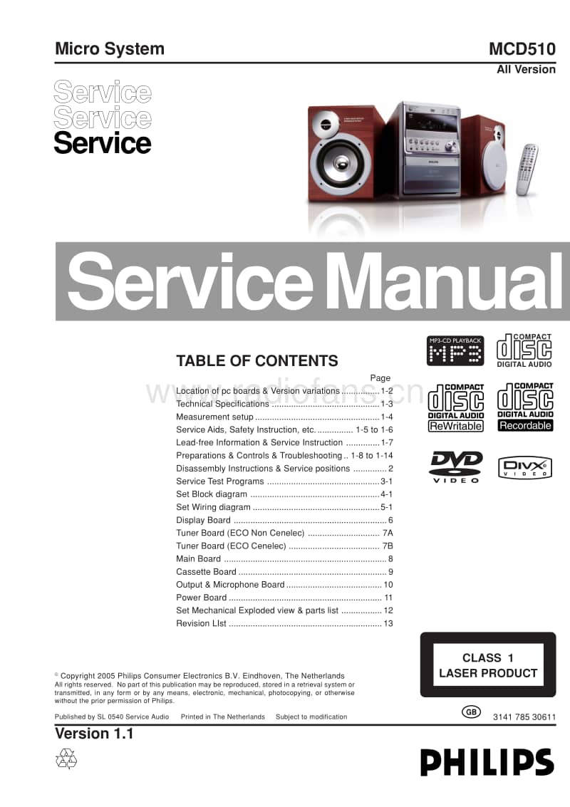 Philips-MCD-510-Service-Manual电路原理图.pdf_第1页