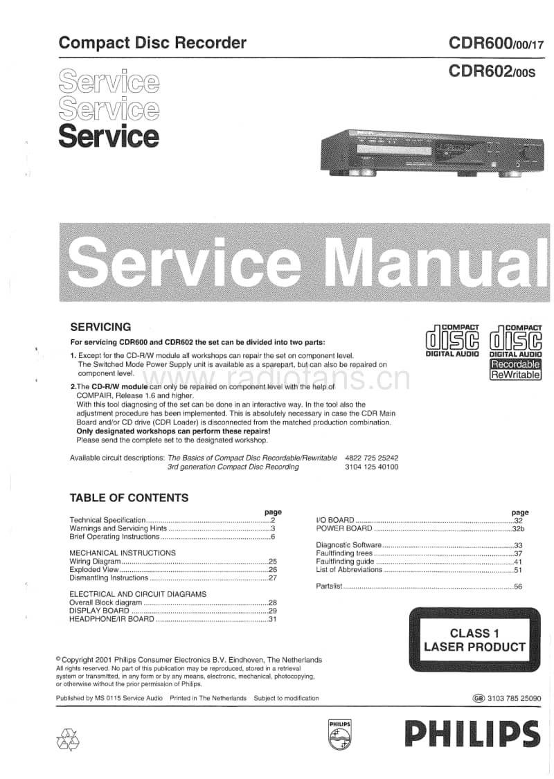 Philips-CDR-600-CDR-602-Service-Manual电路原理图.pdf_第1页