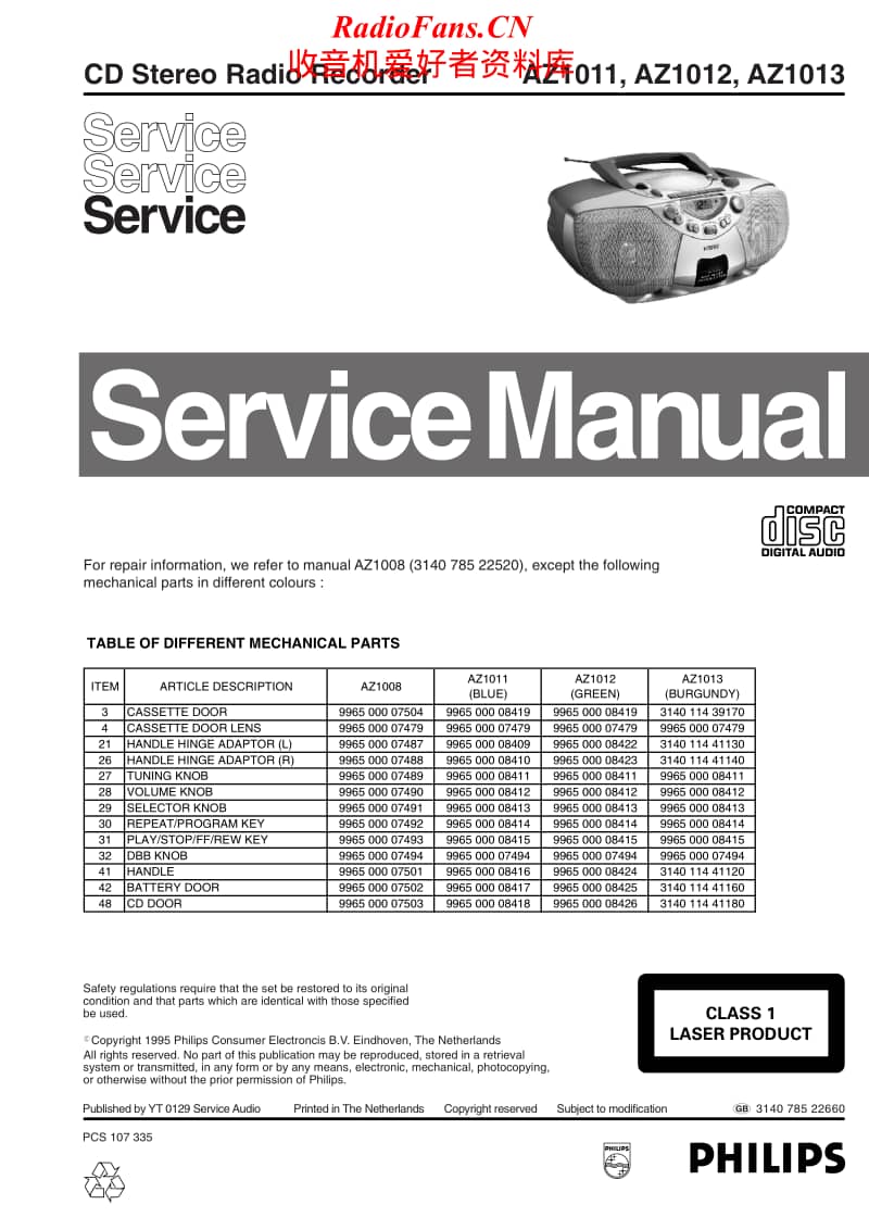 Philips-AZ-1011-Service-Manual电路原理图.pdf_第1页