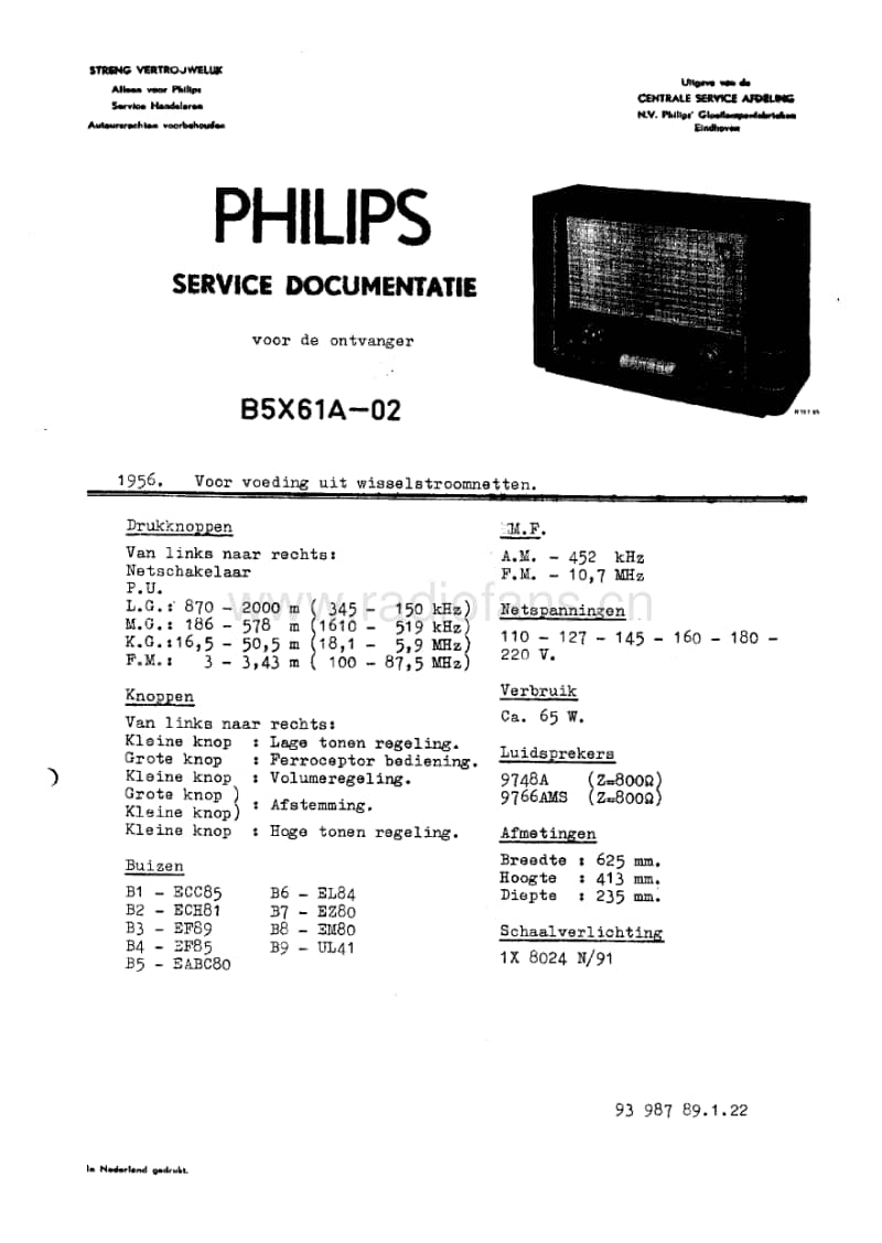 Philips-B-5-X-61-A-Service-Manual电路原理图.pdf_第1页