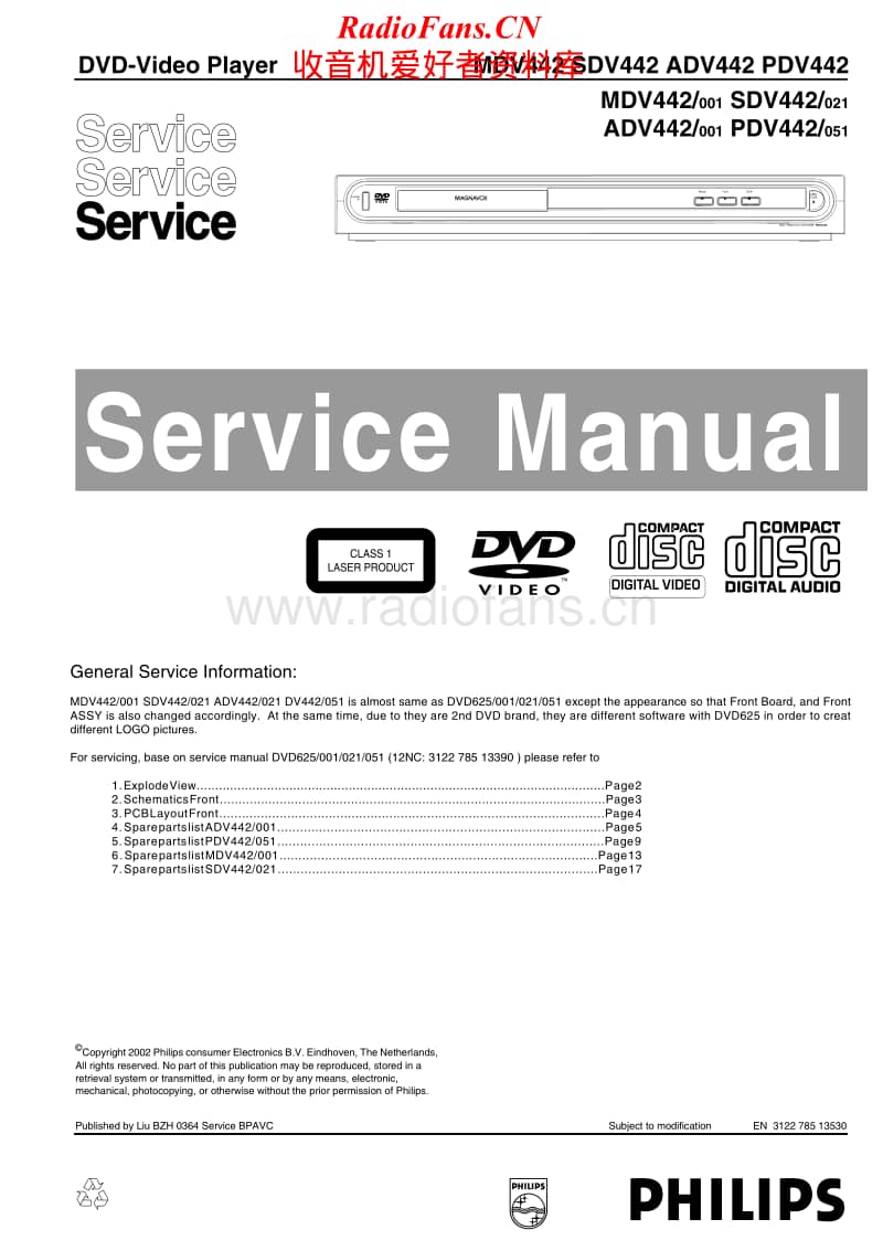 Philips-ADV-442-Service-Manual电路原理图.pdf_第1页
