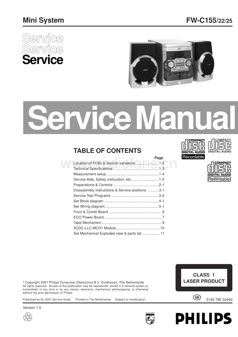 Philips-FWC-155-Service-Manual电路原理图.pdf_第1页