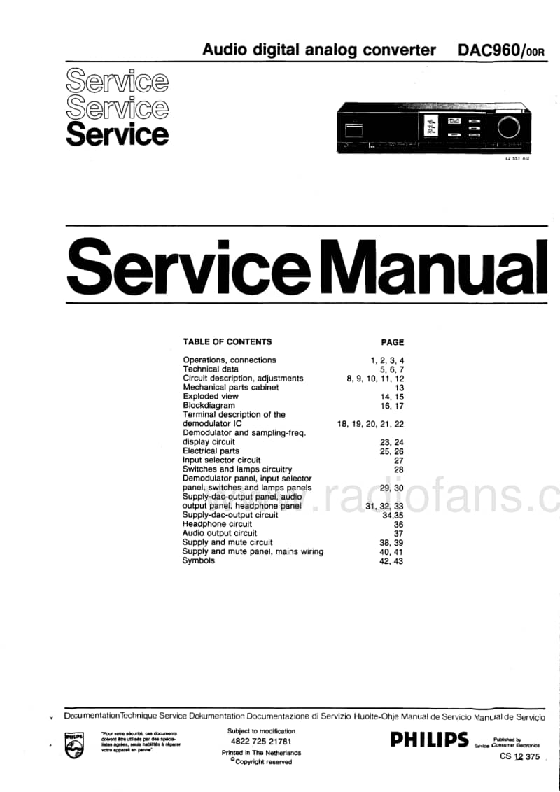 Philips-DAC-960-Service-Manual电路原理图.pdf_第1页