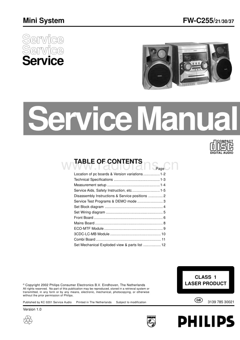 Philips-FWC-255-Service-Manual电路原理图.pdf_第1页