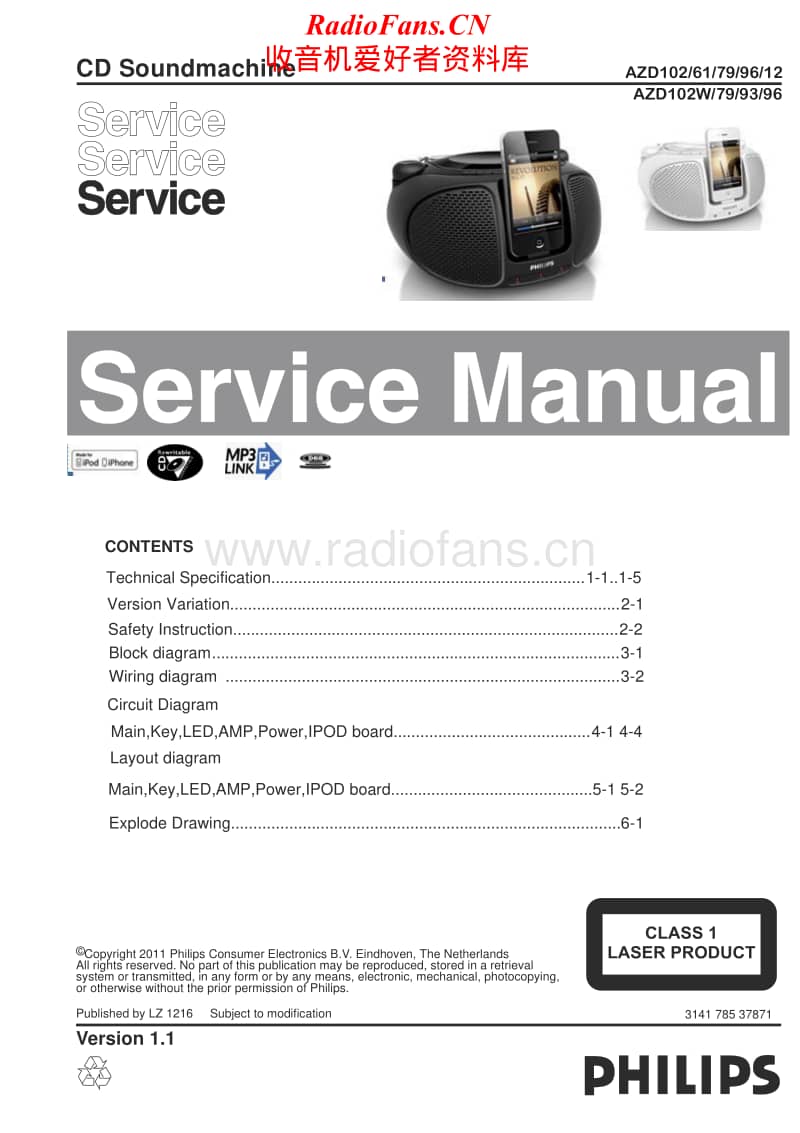 Philips-AZD-102-Service-Manual电路原理图.pdf_第1页