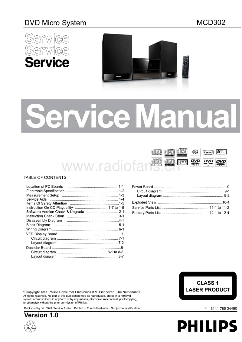 Philips-MCD-302-Service-Manual电路原理图.pdf_第1页