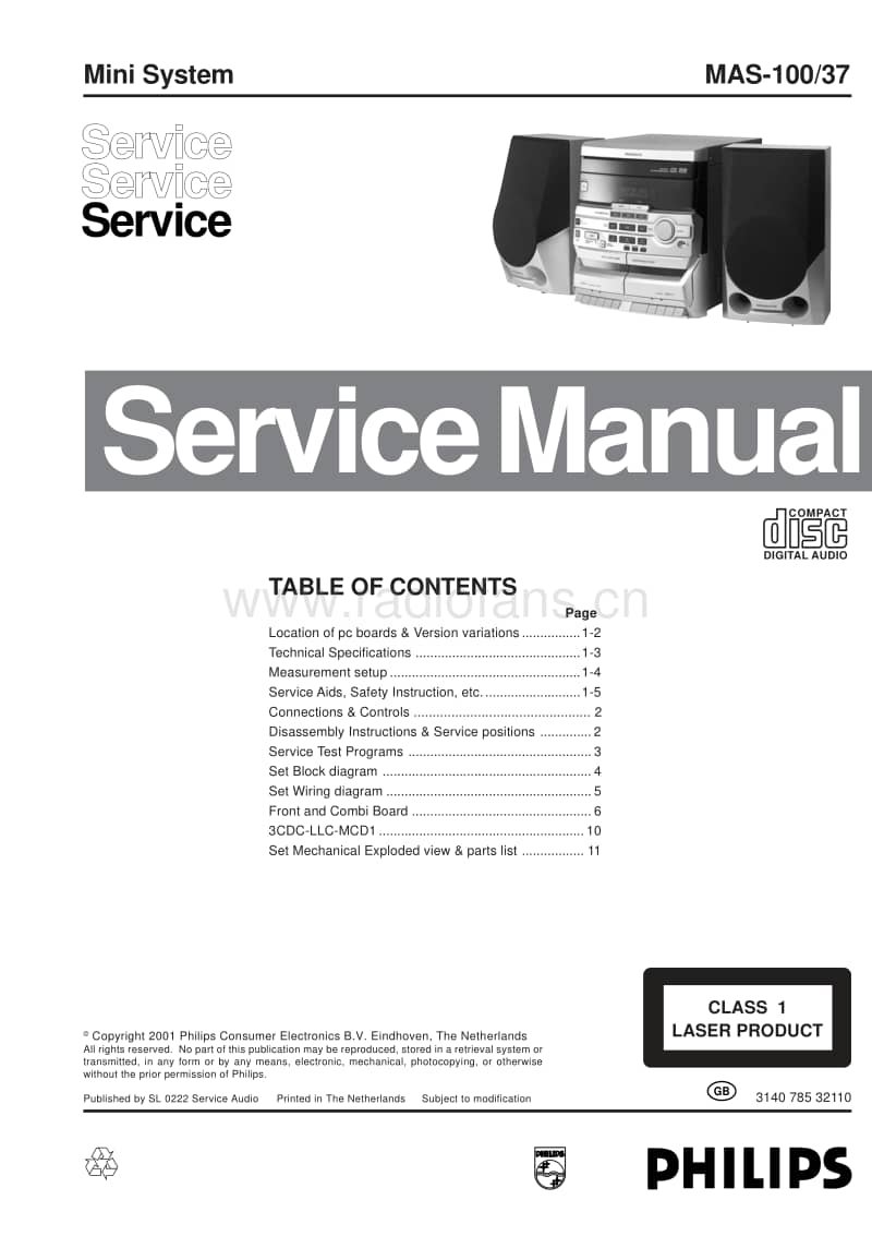 Philips-MAS-100-Service-Manual电路原理图.pdf_第1页