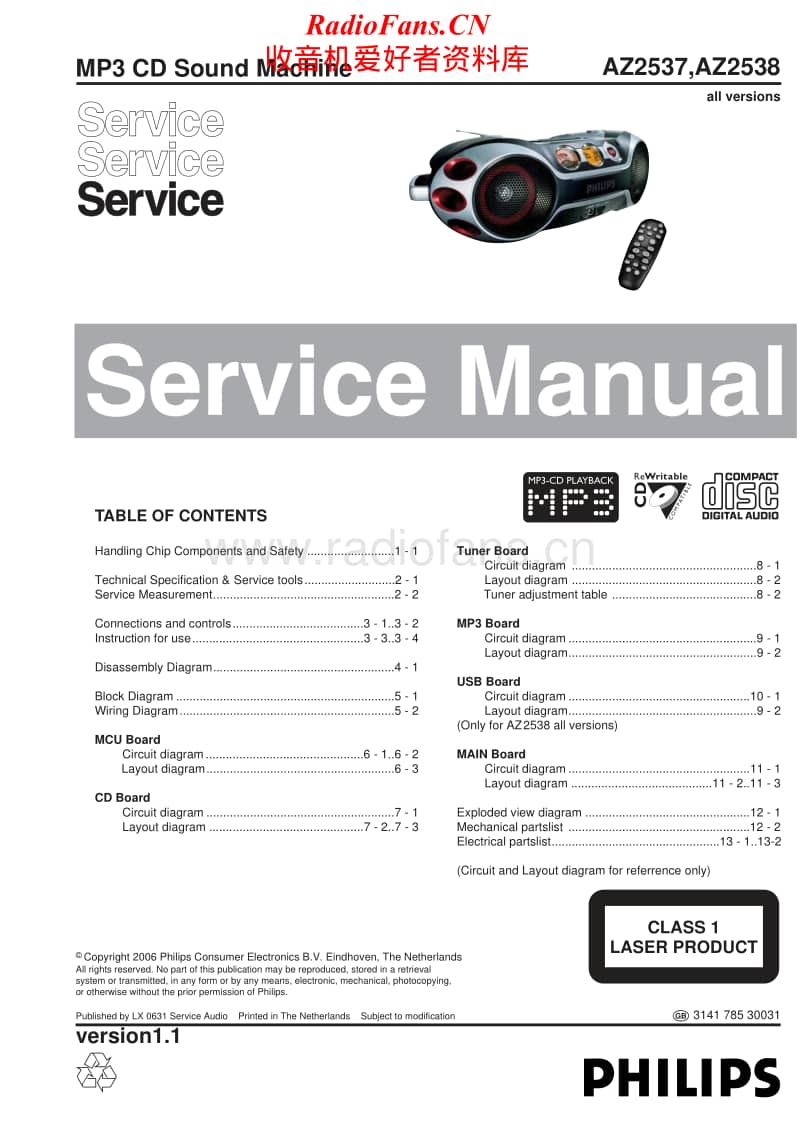 Philips-AZ-2537-AZ-2538-Service-Manual电路原理图.pdf_第1页