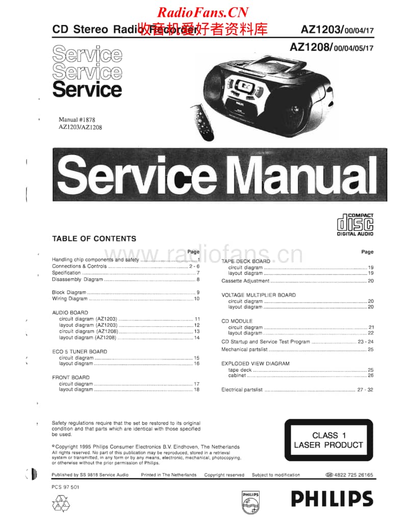 Philips-AZ-1208-Service-Manual电路原理图.pdf_第1页