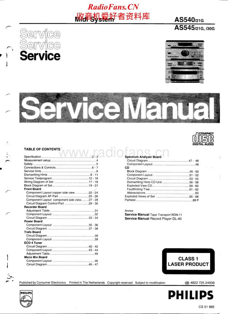 Philips-AS-540-Service-Manual电路原理图.pdf_第1页