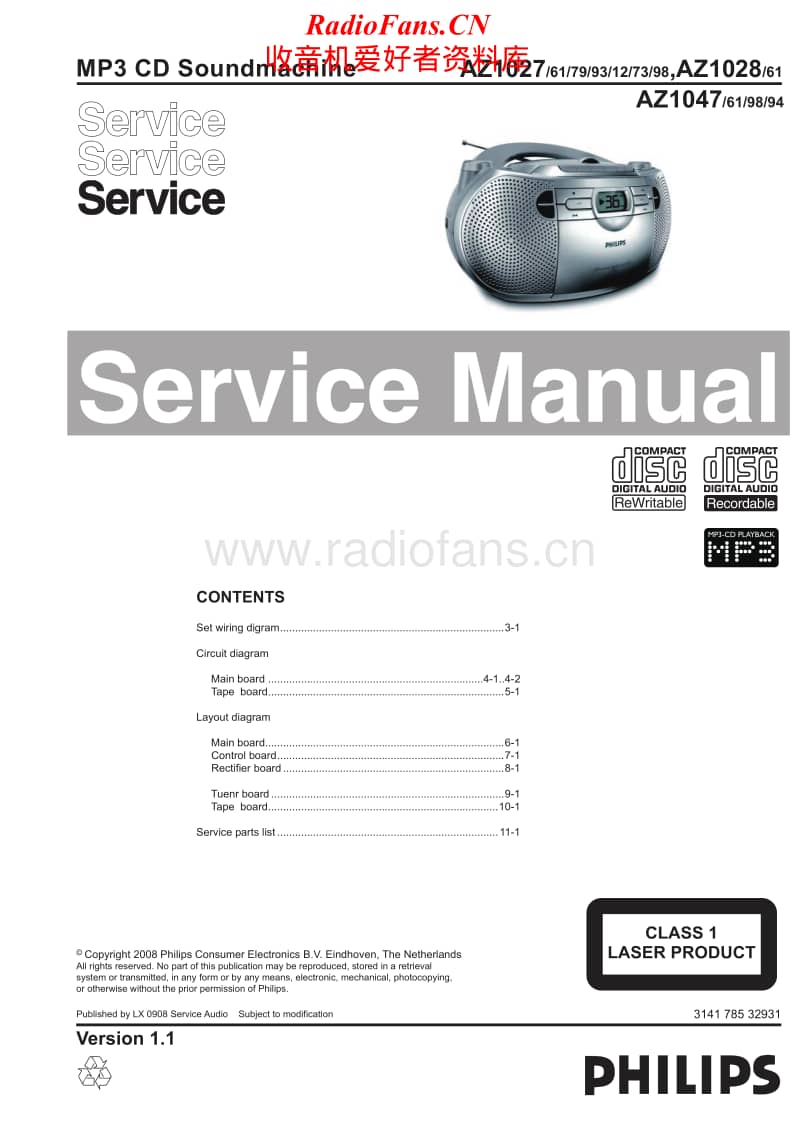 Philips-AZ-1027-Service-Manual电路原理图.pdf_第1页
