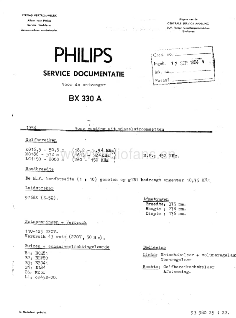 Philips-BX-330-A-Service-Manual电路原理图.pdf_第1页