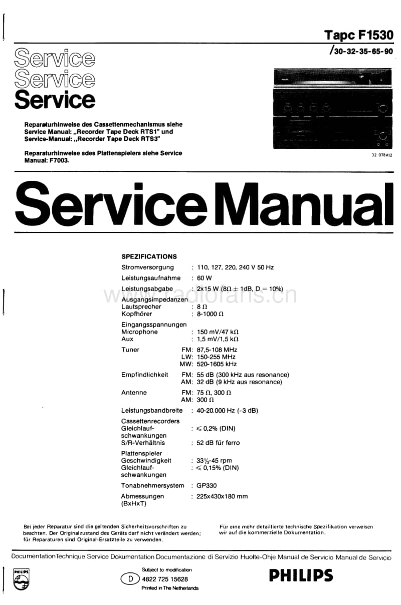 Philips-F-1530-Service-Manual电路原理图.pdf_第1页