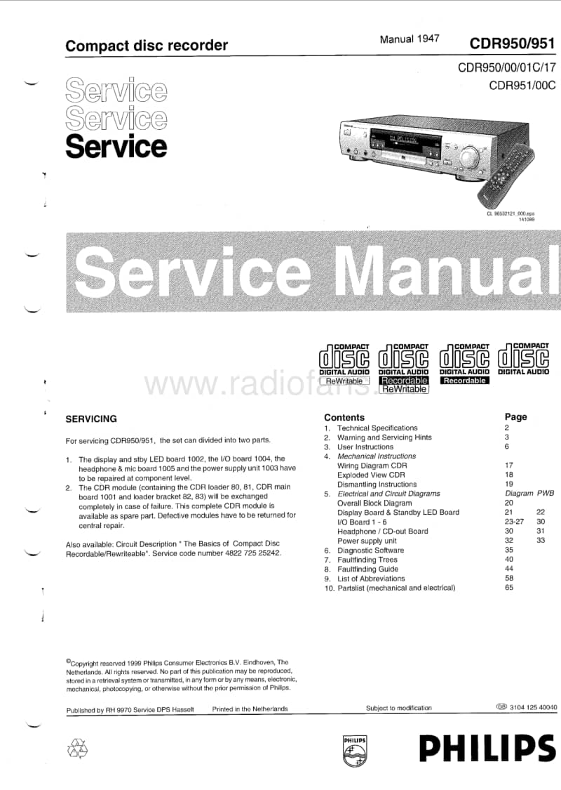 Philips-CDR-951-Service-Manual电路原理图.pdf_第1页
