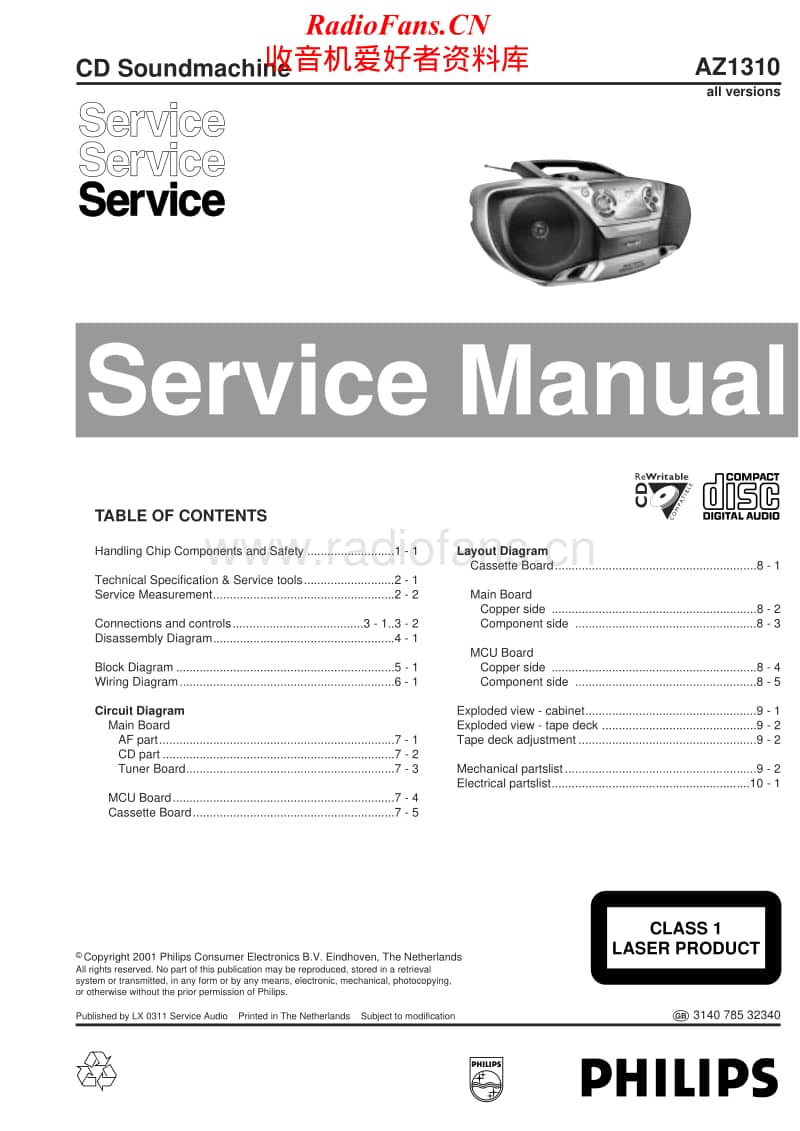 Philips-AZ-1310-Service-Manual电路原理图.pdf_第1页