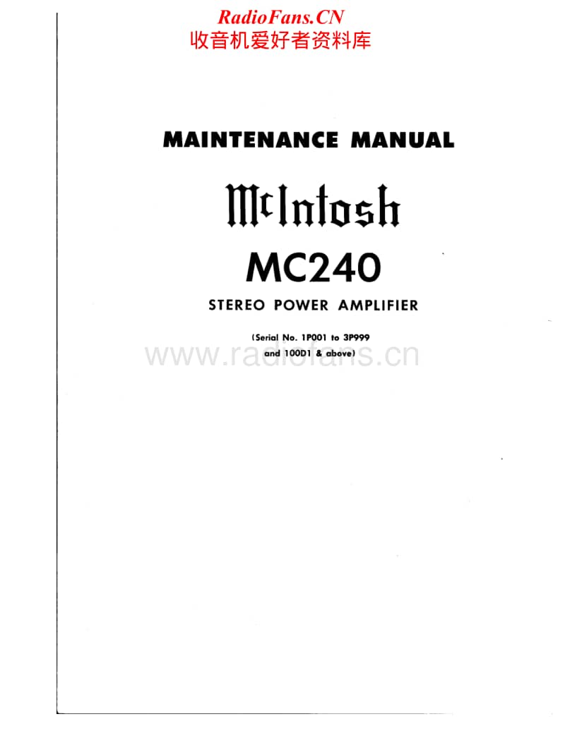 McIntosh-MC-240-Service-Manual电路原理图.pdf_第1页
