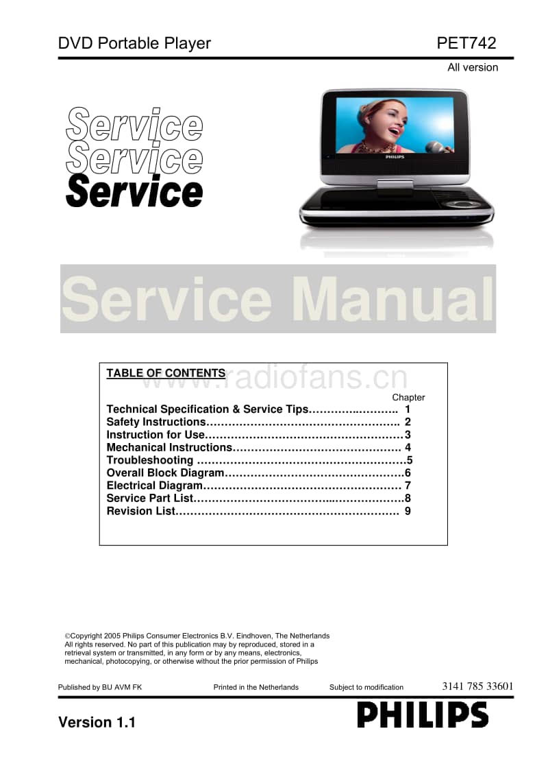 Philips-PET-742-Service-Manual电路原理图.pdf_第1页