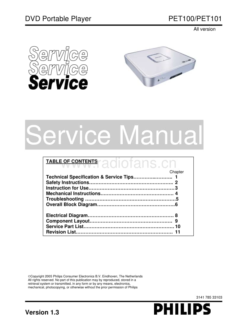 Philips-PET-101-Service-Manual电路原理图.pdf_第1页