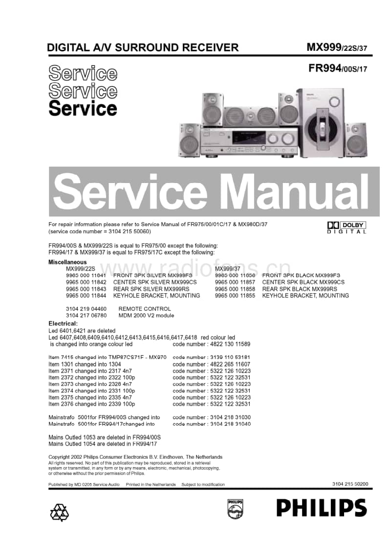 Philips-MX-999-Service-Manual电路原理图.pdf_第1页