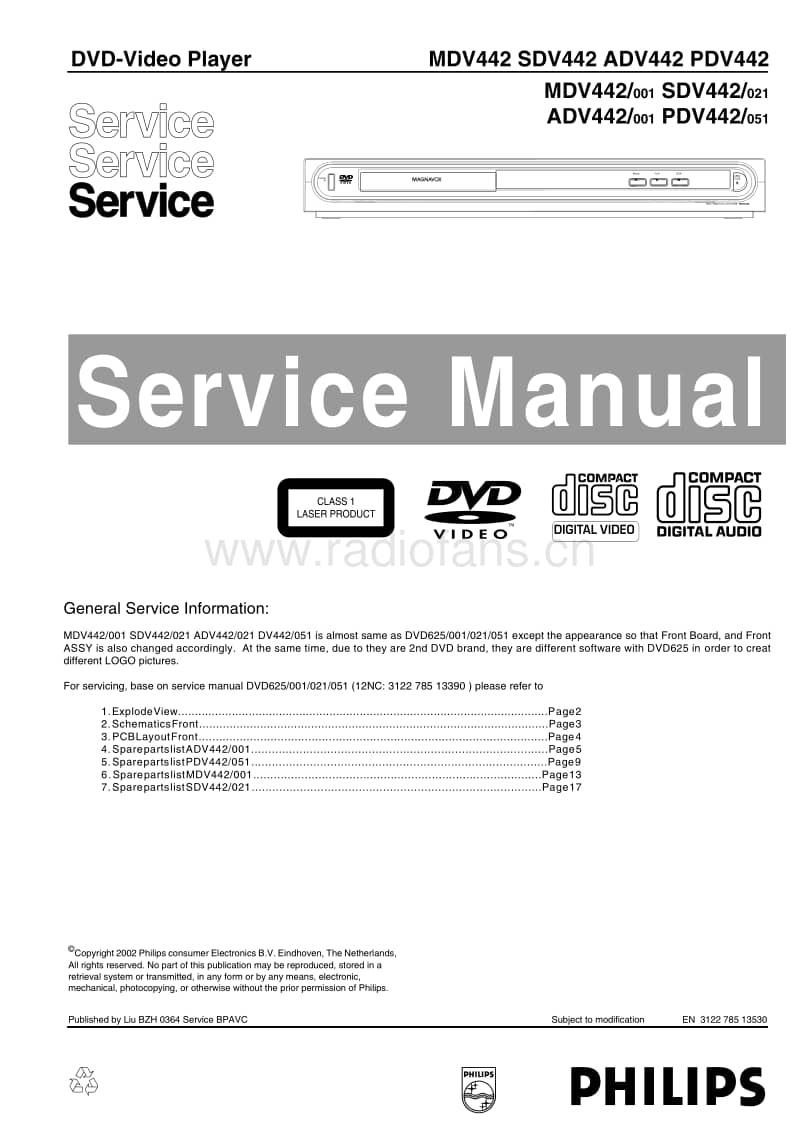 Philips-MDV-442-Service-Manual电路原理图.pdf_第1页