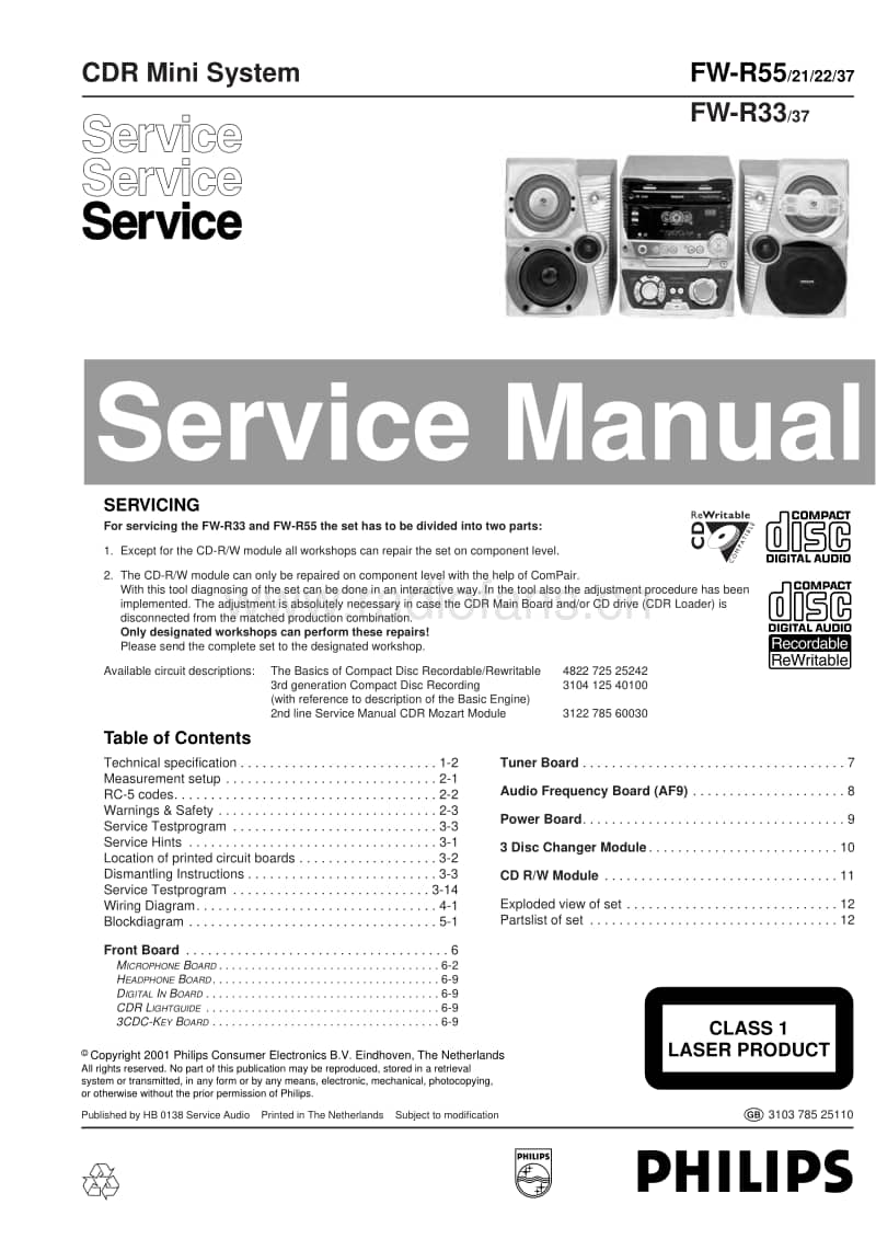 Philips-FWR-33-FW-55-Service-Manual电路原理图.pdf_第1页