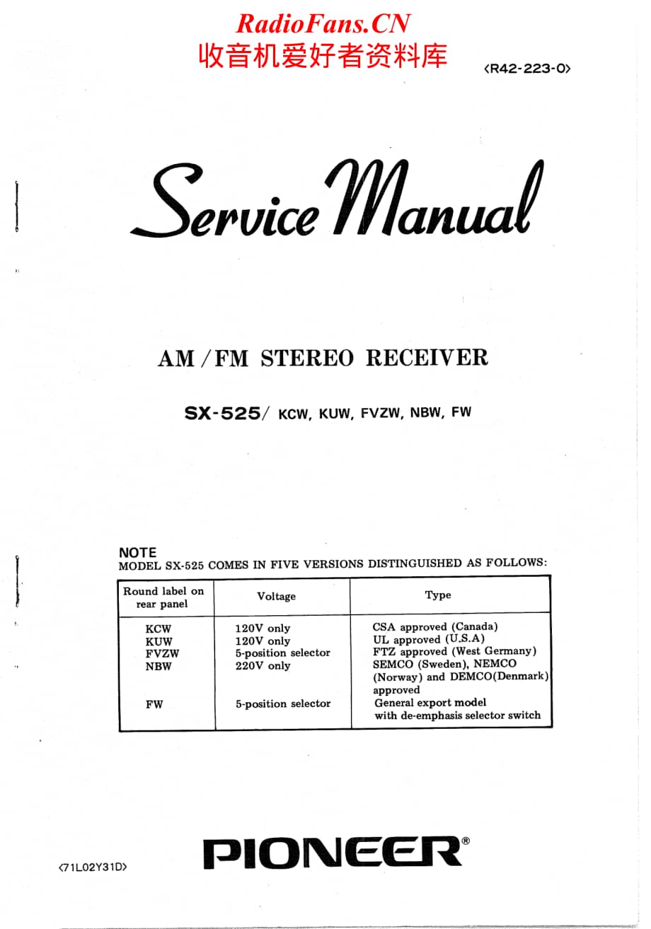 Pioneer-SX-525-Service-Manual电路原理图.pdf_第1页