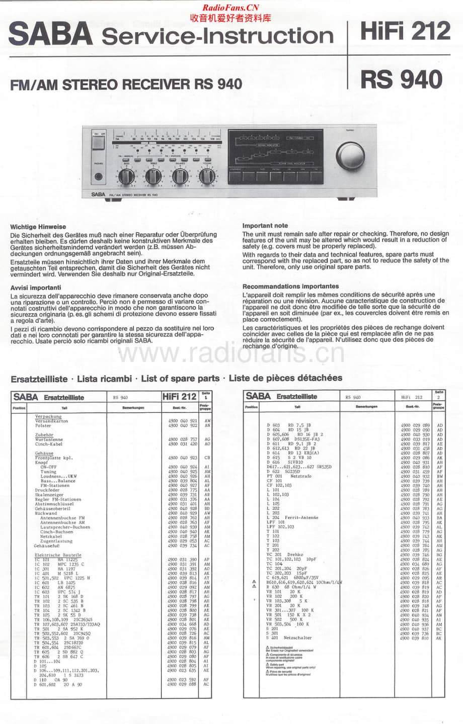 Saba-RS940-Service-Manual电路原理图.pdf_第1页