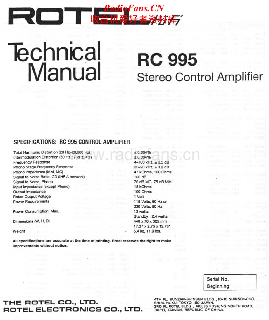 Rotel-RC-995-Service-Manual电路原理图.pdf_第1页