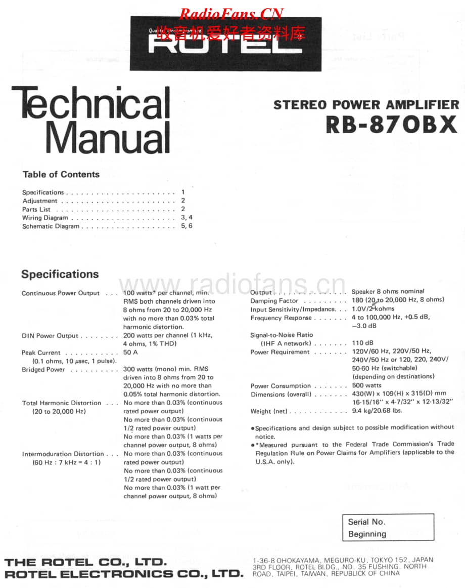Rotel-RB-870BX-Service-Manual电路原理图.pdf_第1页