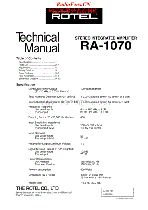 Rotel-RA-1070-Service-Manual电路原理图.pdf