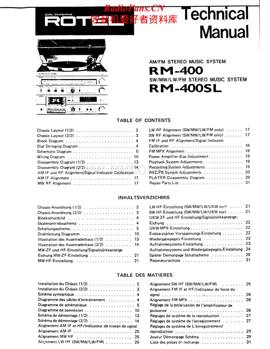 Rotel-RM-400SL-Service-Manual电路原理图.pdf_第1页
