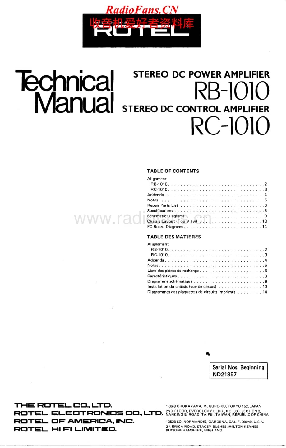 Rotel-RC-1010-Service-Manual电路原理图.pdf_第1页