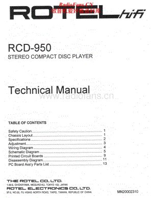 Rotel-RCD-950-Service-Manual电路原理图.pdf