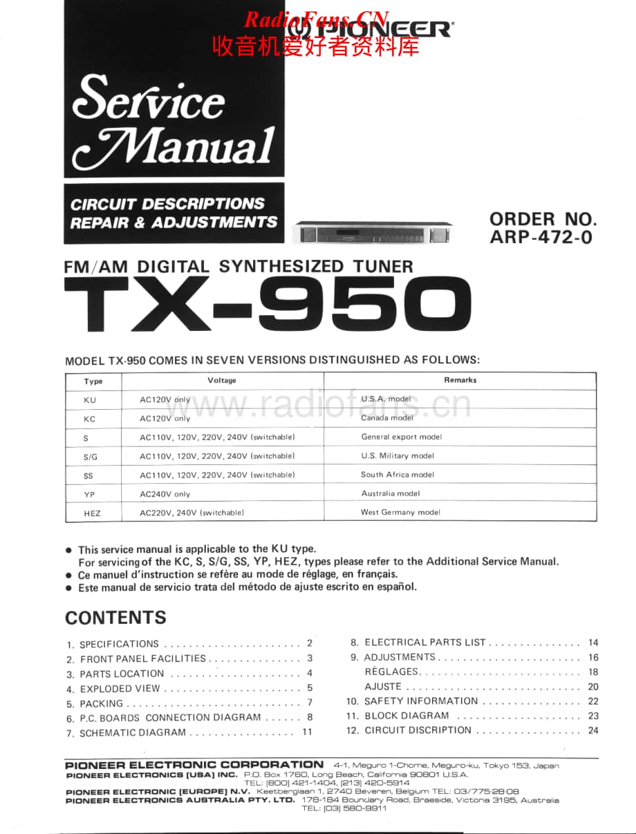 Pioneer-TX-950-Service-Manual电路原理图.pdf_第1页