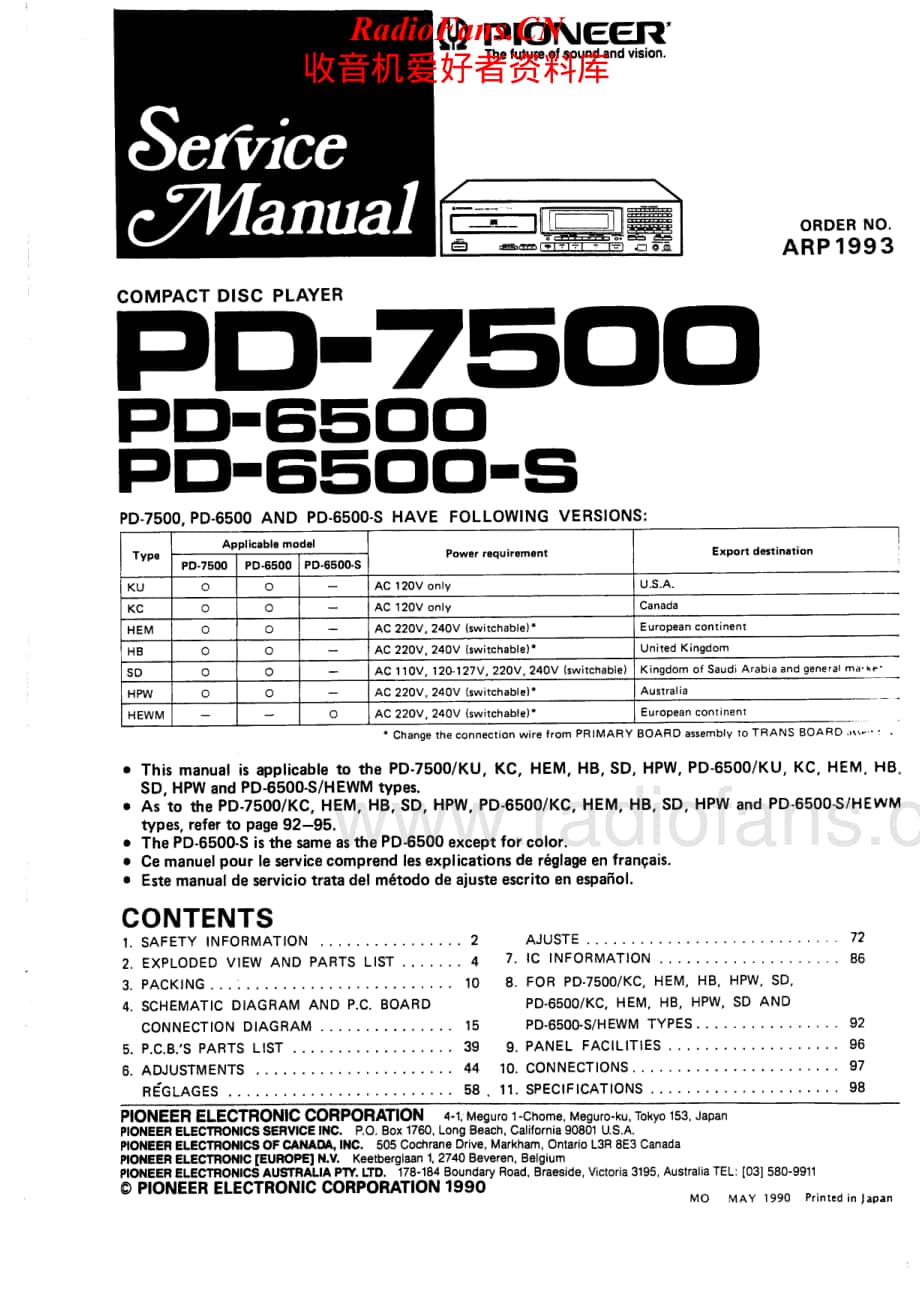 Pioneer-PD-7500-Service-Manual电路原理图.pdf_第1页