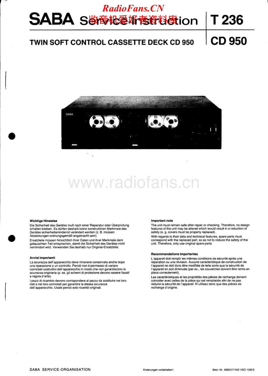 Saba-CD950-Service-Manual电路原理图.pdf_第1页