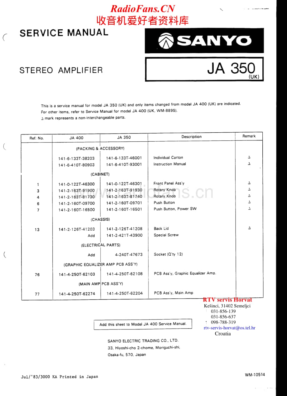 Sanyo-JA-350-Service-Manual电路原理图.pdf_第1页