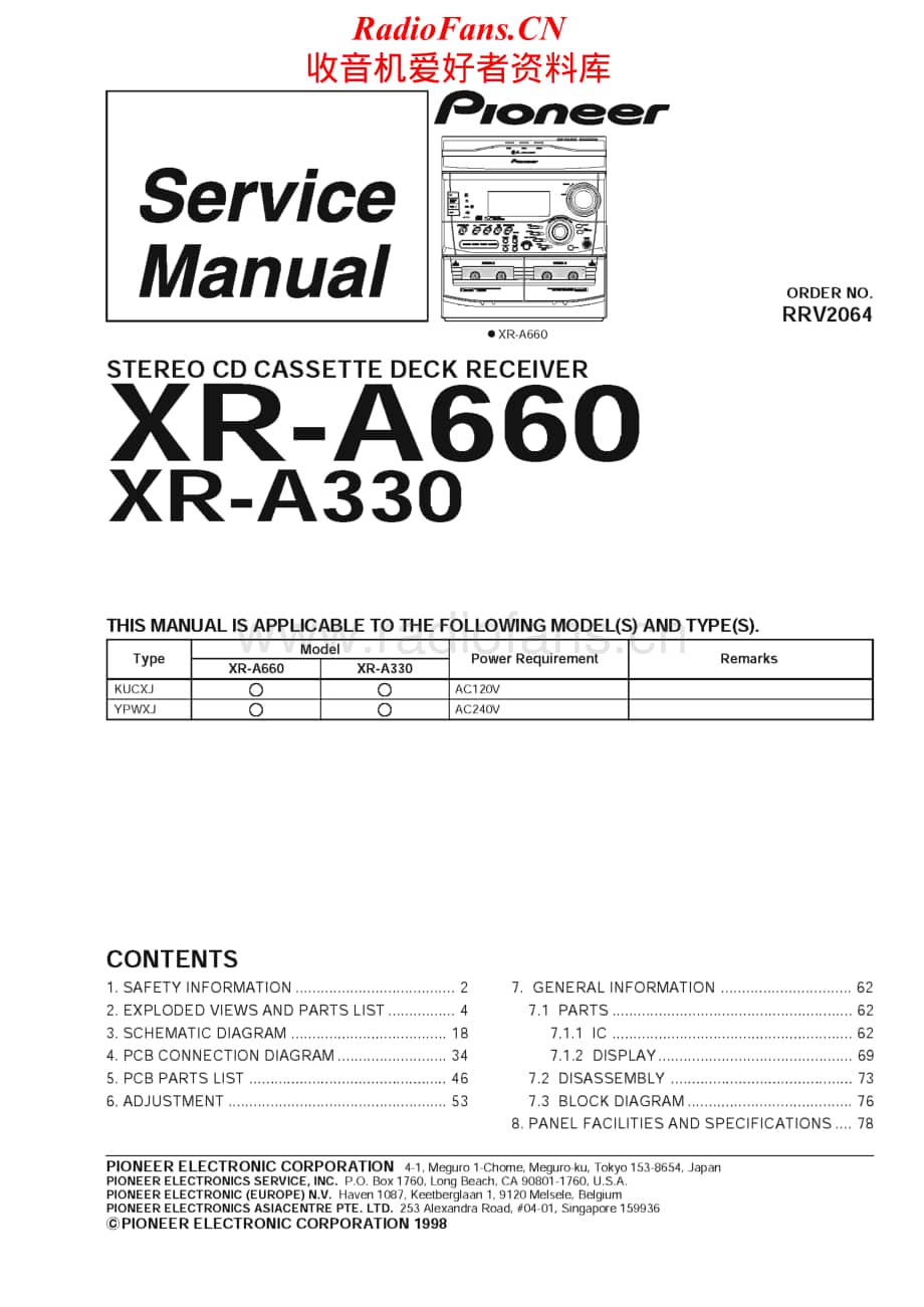 Pioneer-XR-A660-Service-Manual电路原理图.pdf_第1页