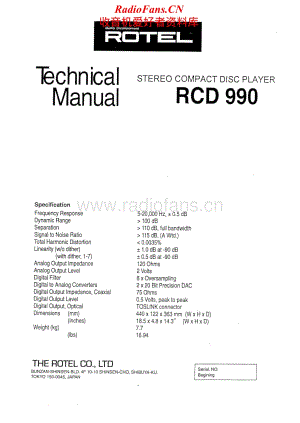 Rotel-RCD-990-Service-Manual电路原理图.pdf