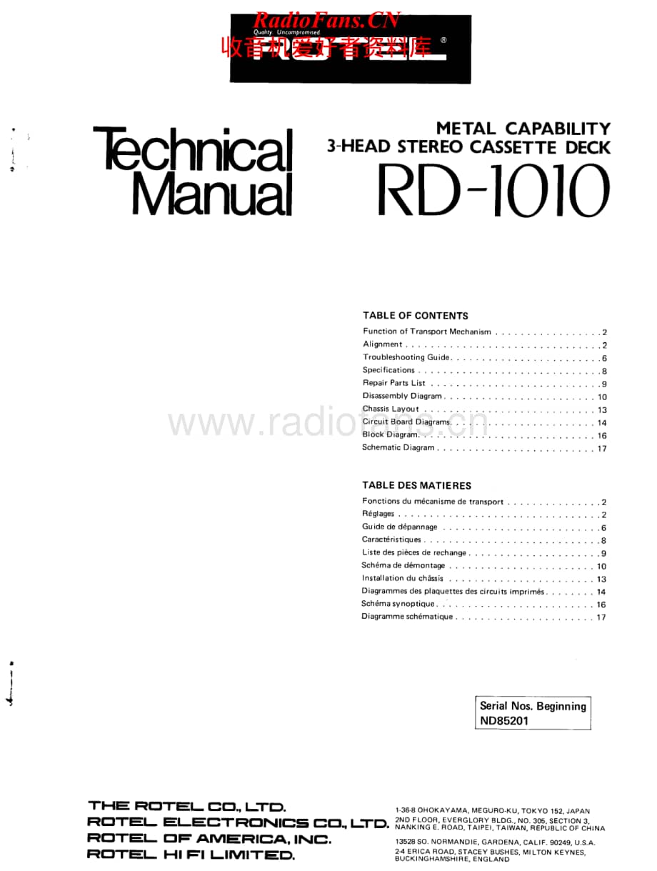 Rotel-RD-1010-Service-Manual电路原理图.pdf_第1页