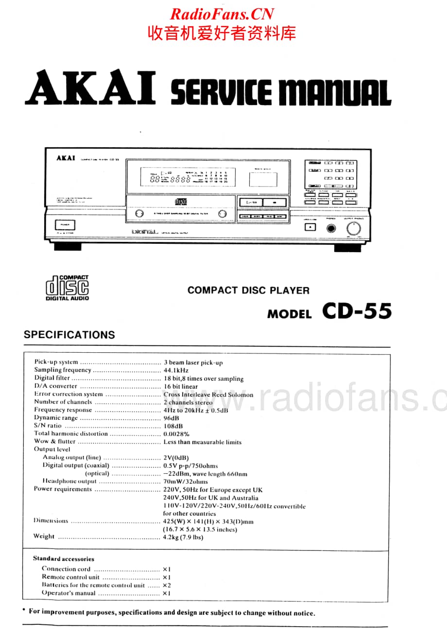 Akai-CD55-cd-sm维修电路原理图.pdf_第1页