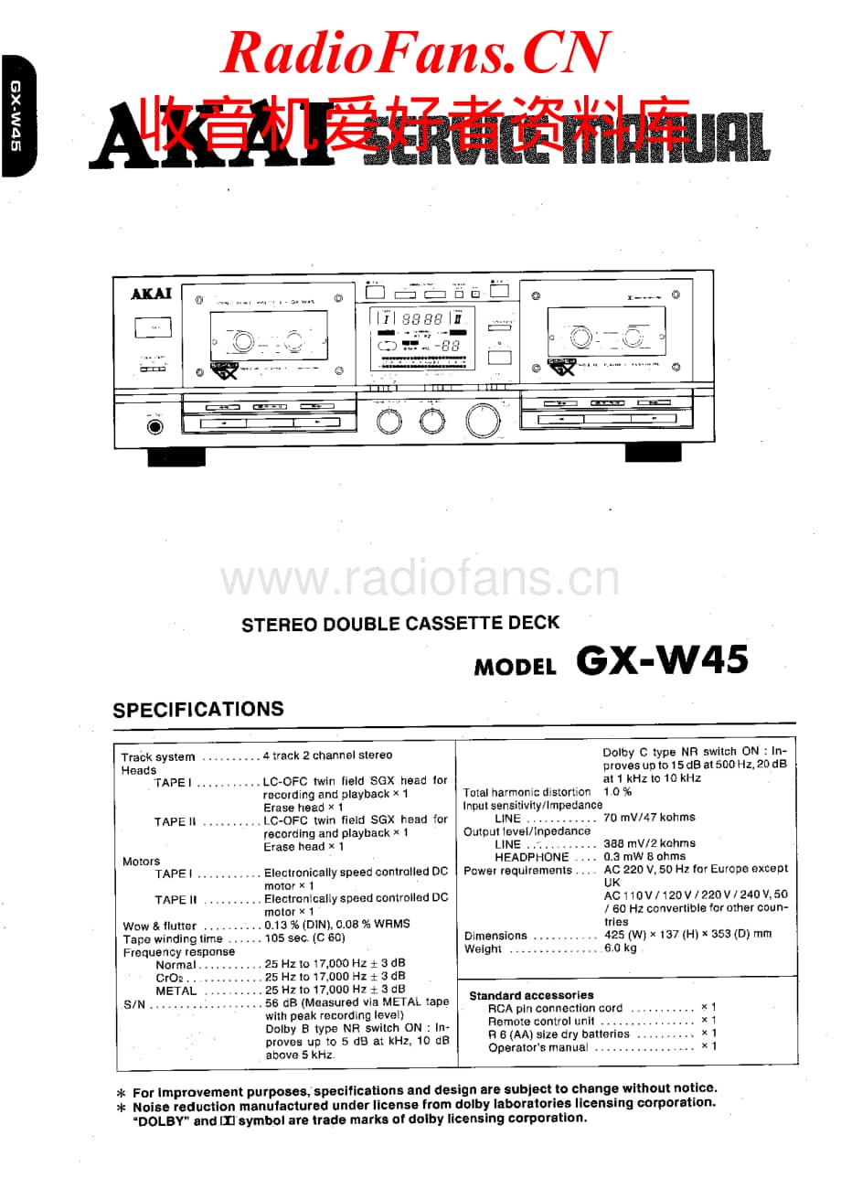 Akai-GXW45-tape-sm维修电路原理图.pdf_第1页