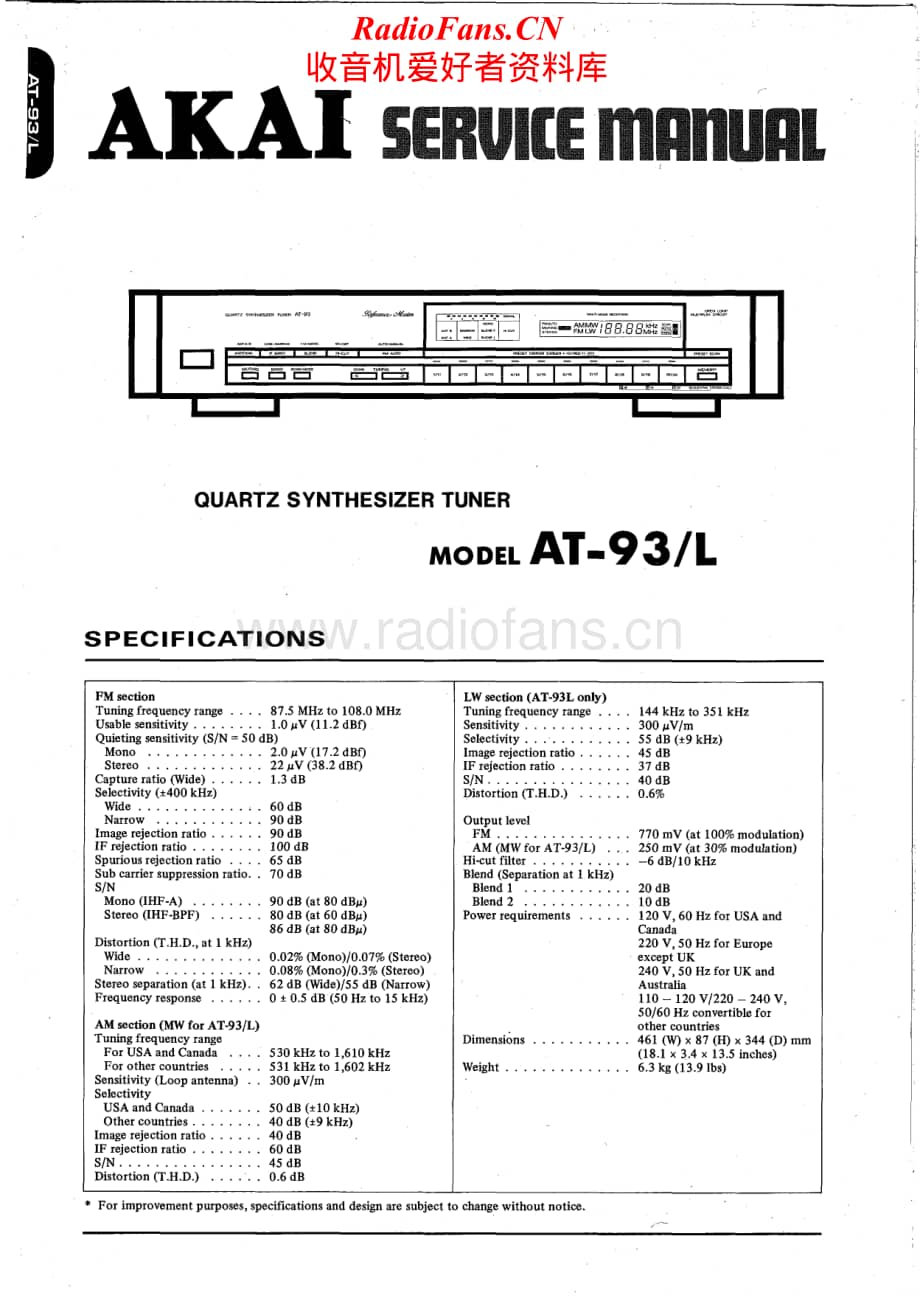 Akai-AT93-tun-sm维修电路原理图.pdf_第1页