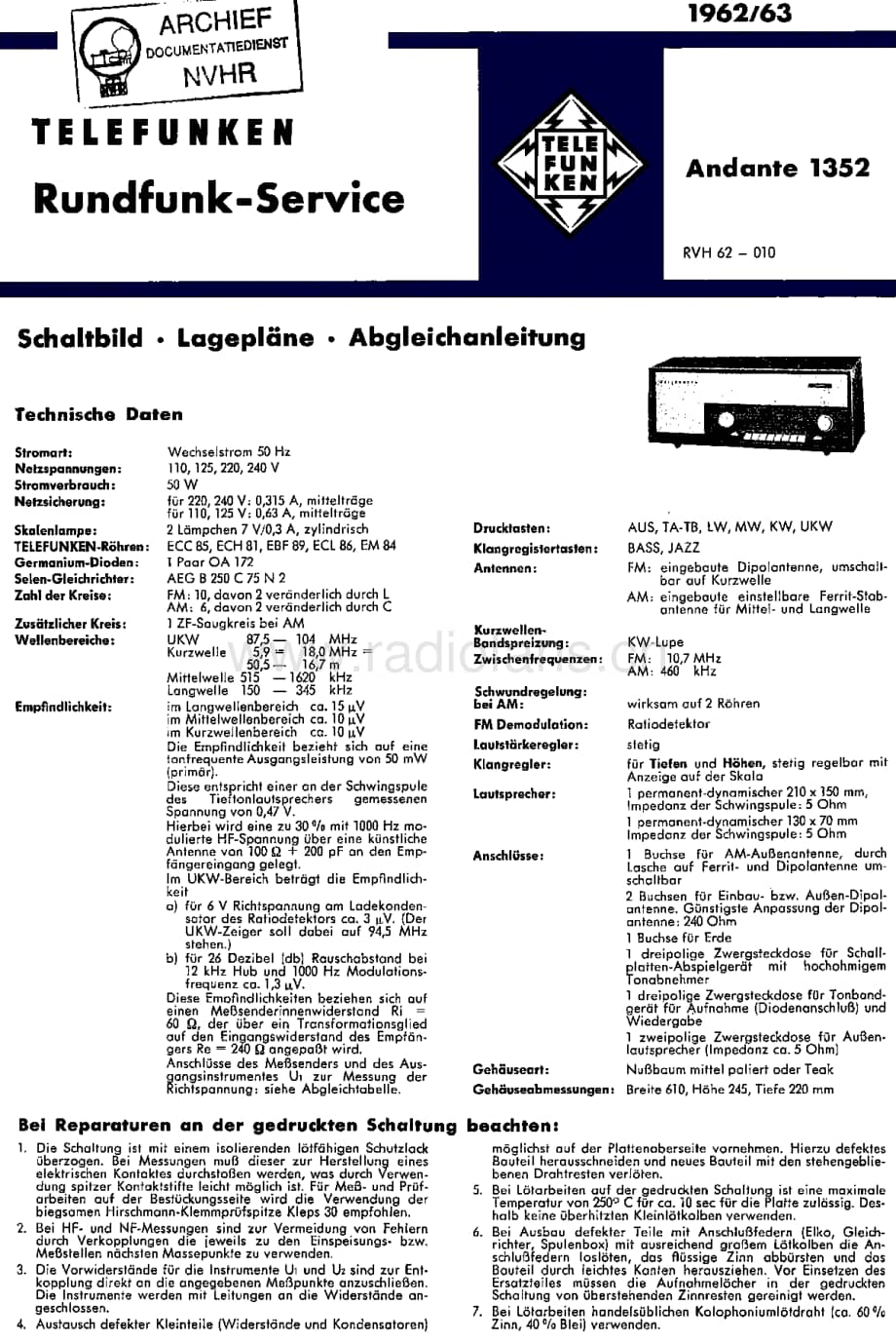 Telefunken_1352 维修电路图 原理图.pdf_第1页