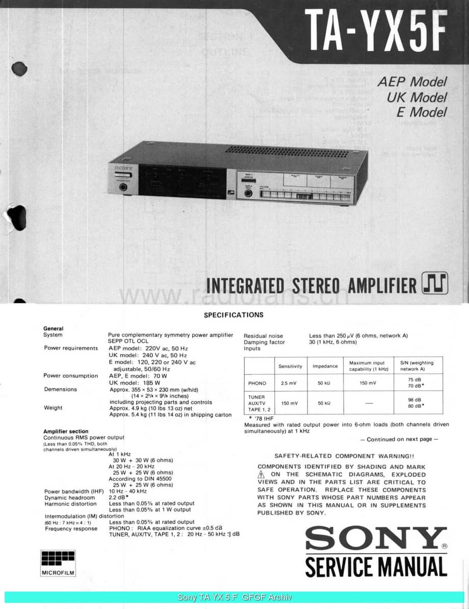 Sony_TA-YX5F_sch 电路图 维修原理图.pdf_第1页