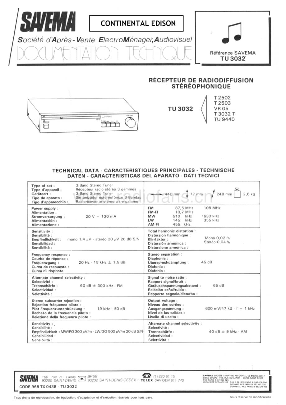 ContinentalEdisonTU3032 维修电路图 原理图.pdf_第1页