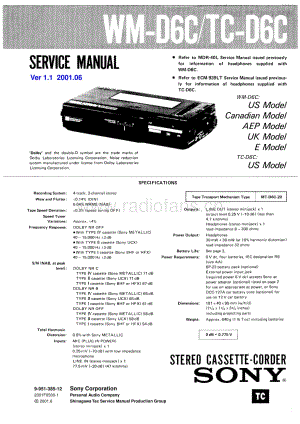 Sony WM-D6C维修手册电路图 维修原理图.pdf